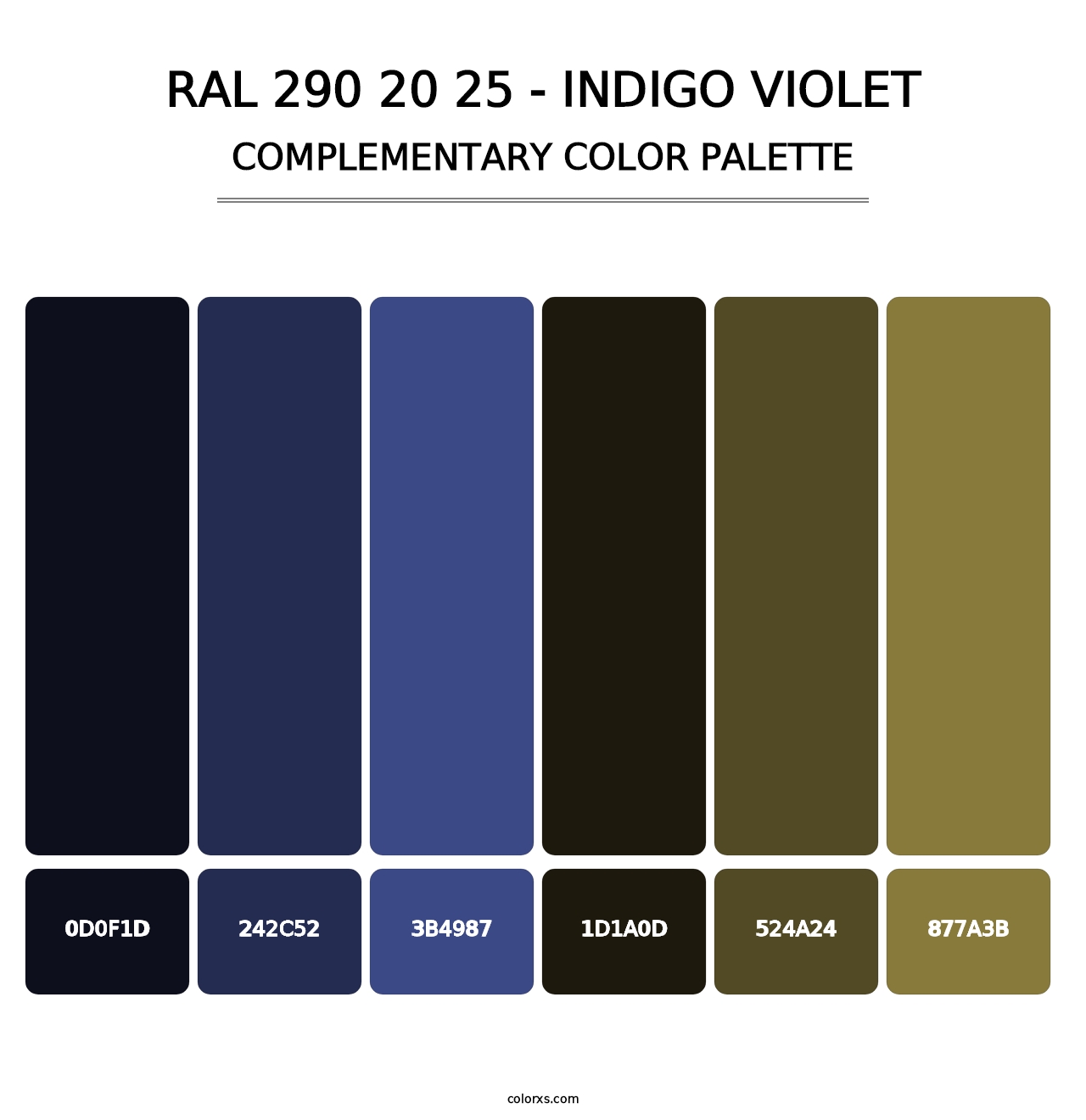 RAL 290 20 25 - Indigo Violet - Complementary Color Palette