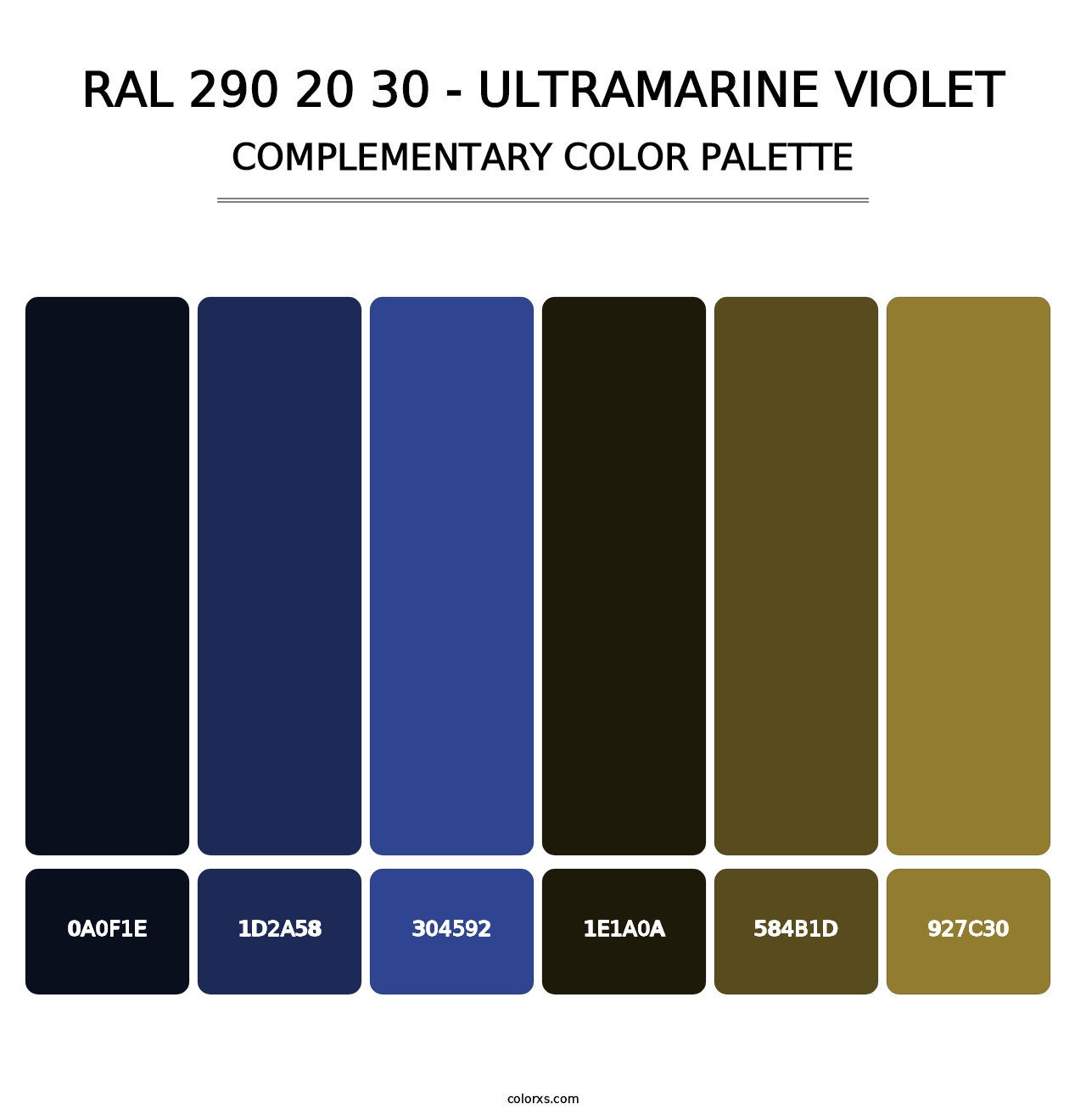RAL 290 20 30 - Ultramarine Violet - Complementary Color Palette