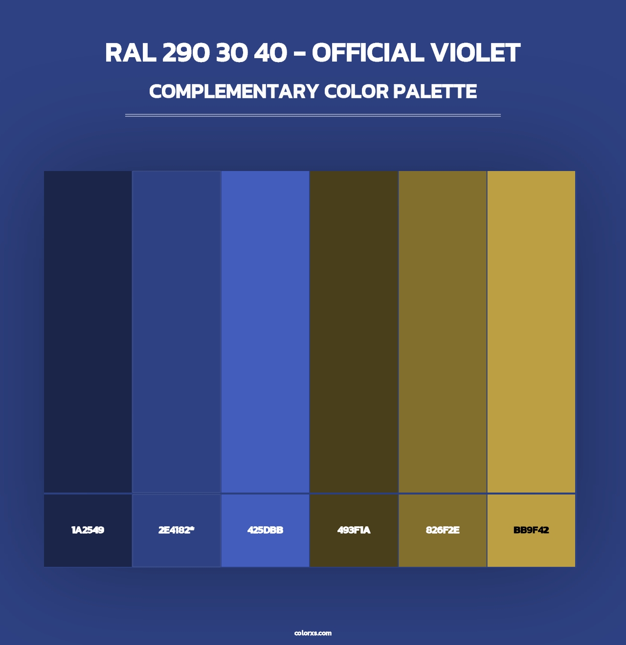 RAL 290 30 40 - Official Violet - Complementary Color Palette