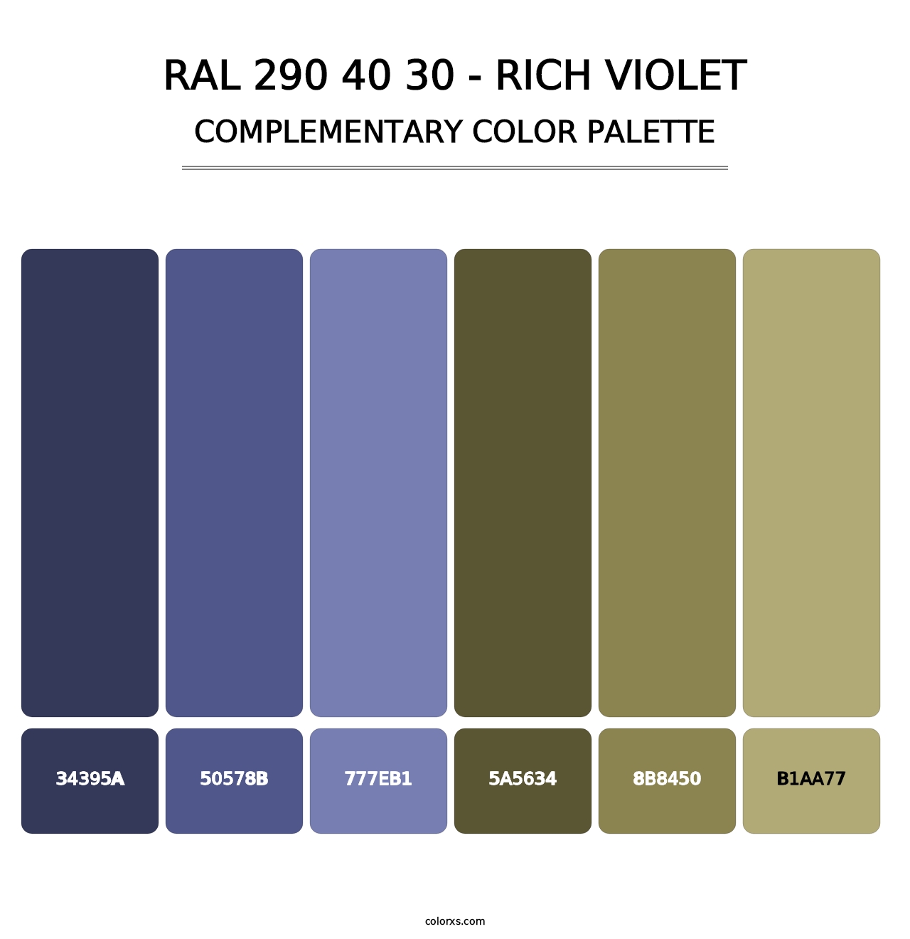 RAL 290 40 30 - Rich Violet - Complementary Color Palette