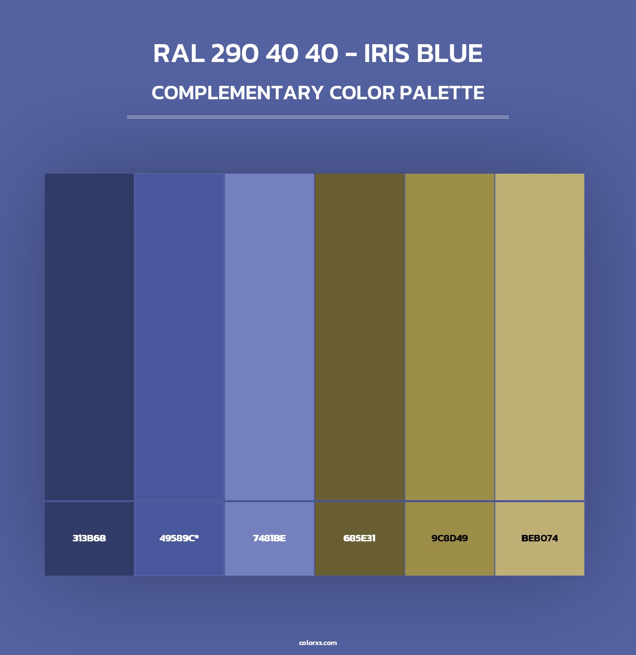 RAL 290 40 40 - Iris Blue - Complementary Color Palette