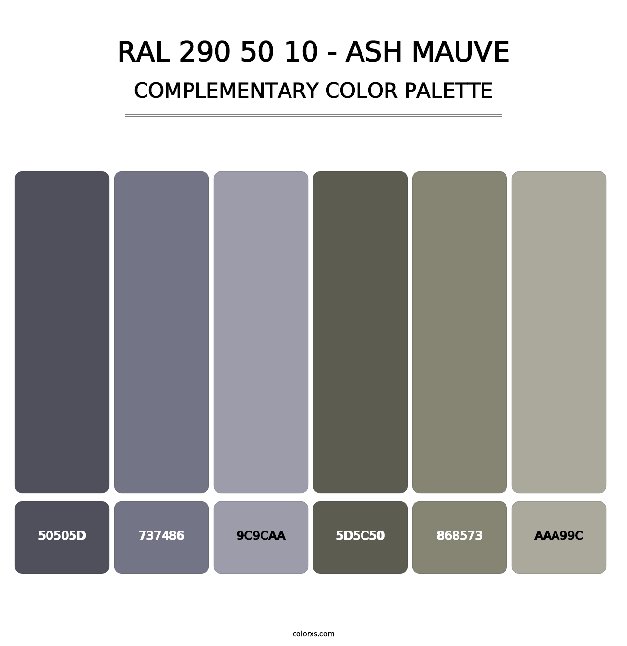 RAL 290 50 10 - Ash Mauve - Complementary Color Palette