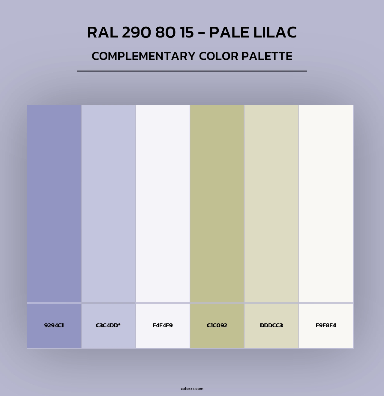 RAL 290 80 15 - Pale Lilac - Complementary Color Palette