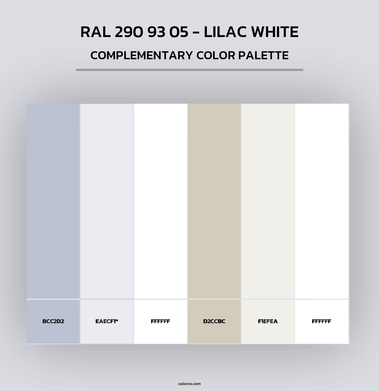 RAL 290 93 05 - Lilac White - Complementary Color Palette