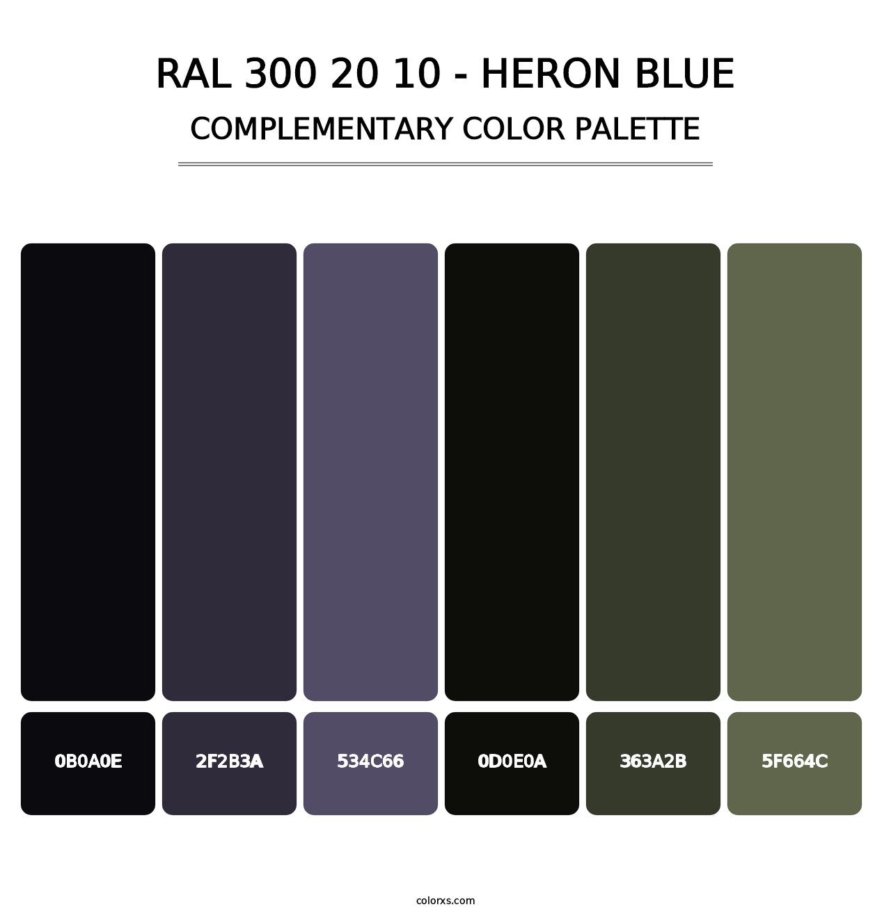 RAL 300 20 10 - Heron Blue - Complementary Color Palette