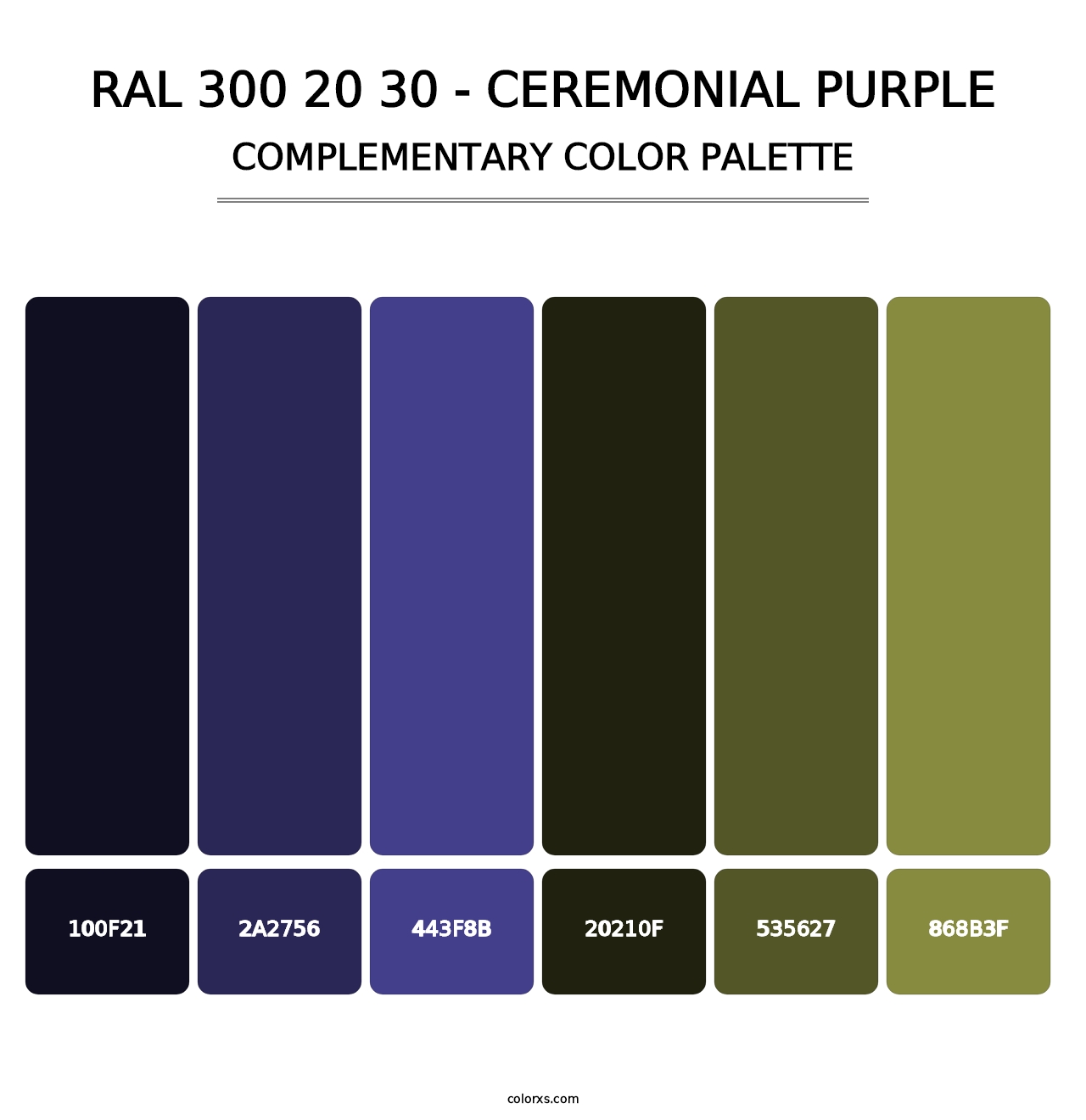 RAL 300 20 30 - Ceremonial Purple - Complementary Color Palette