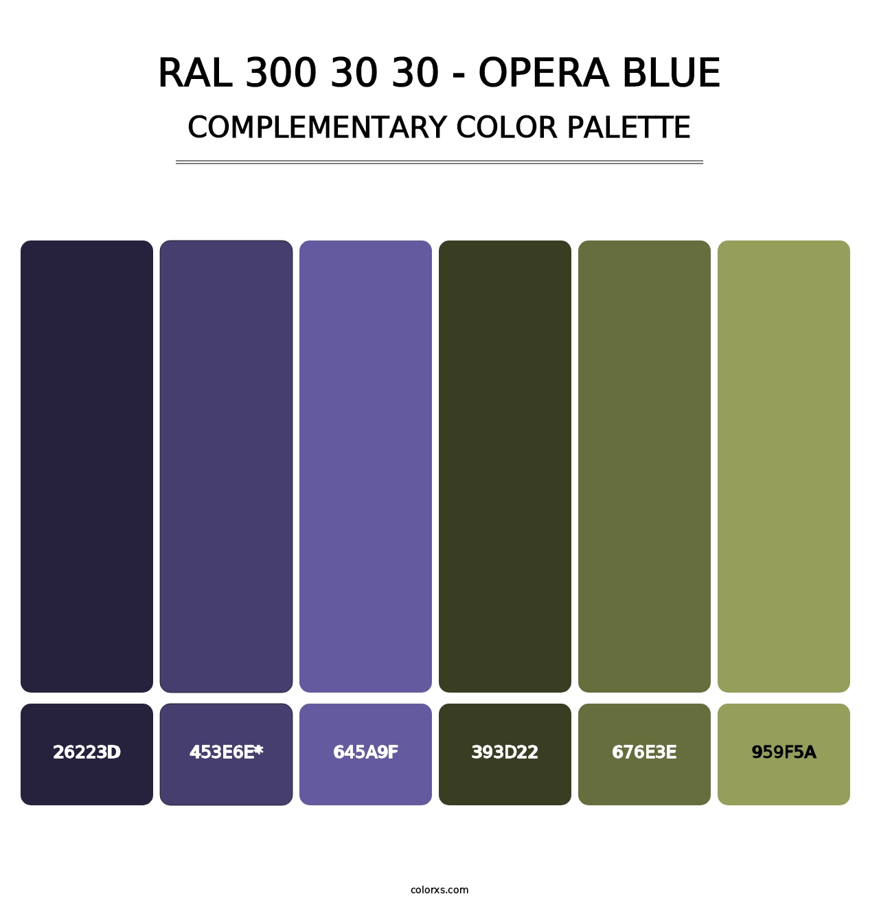 RAL 300 30 30 - Opera Blue - Complementary Color Palette