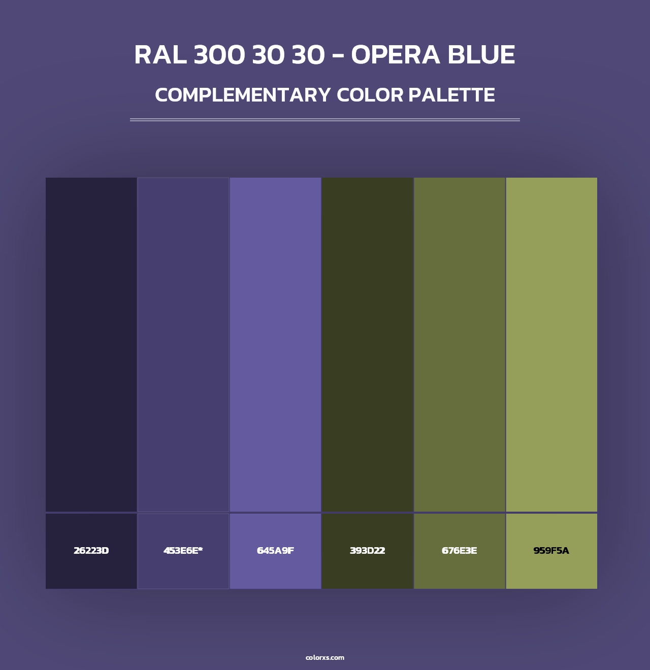 RAL 300 30 30 - Opera Blue - Complementary Color Palette