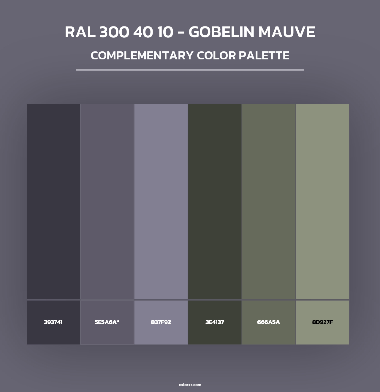 RAL 300 40 10 - Gobelin Mauve - Complementary Color Palette