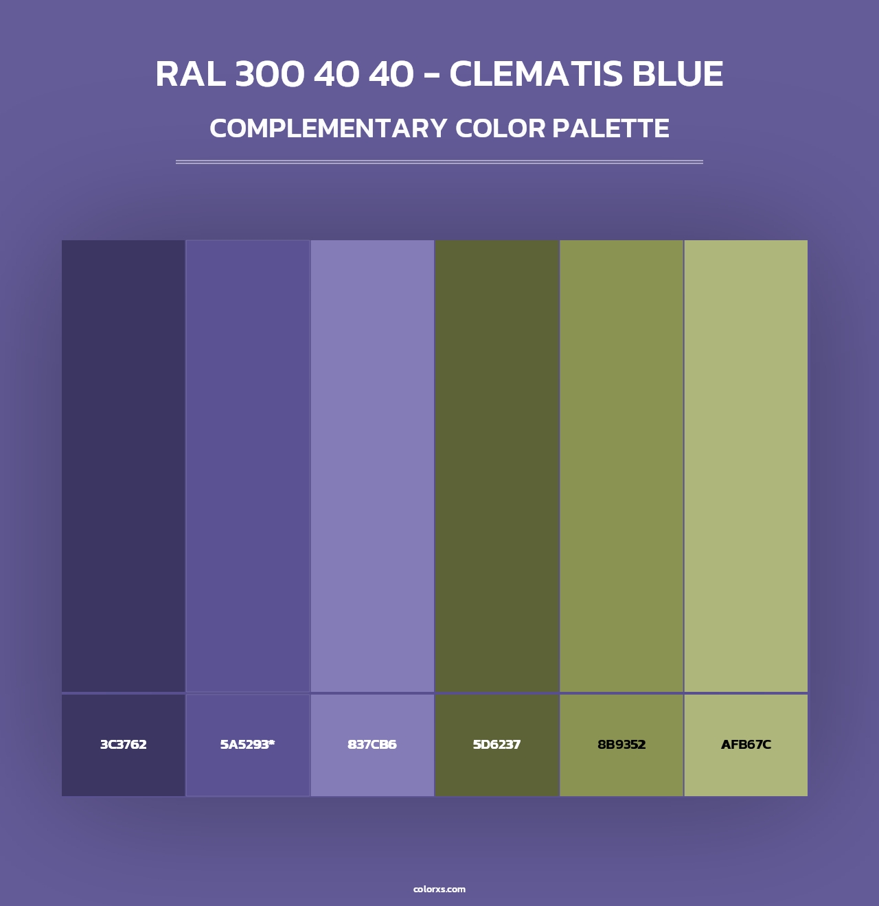 RAL 300 40 40 - Clematis Blue - Complementary Color Palette