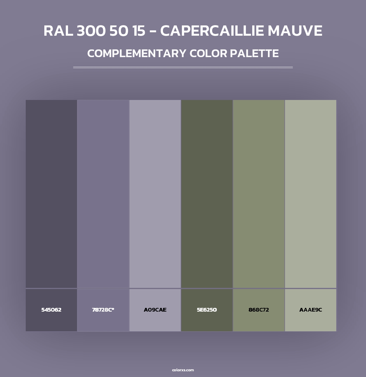 RAL 300 50 15 - Capercaillie Mauve - Complementary Color Palette