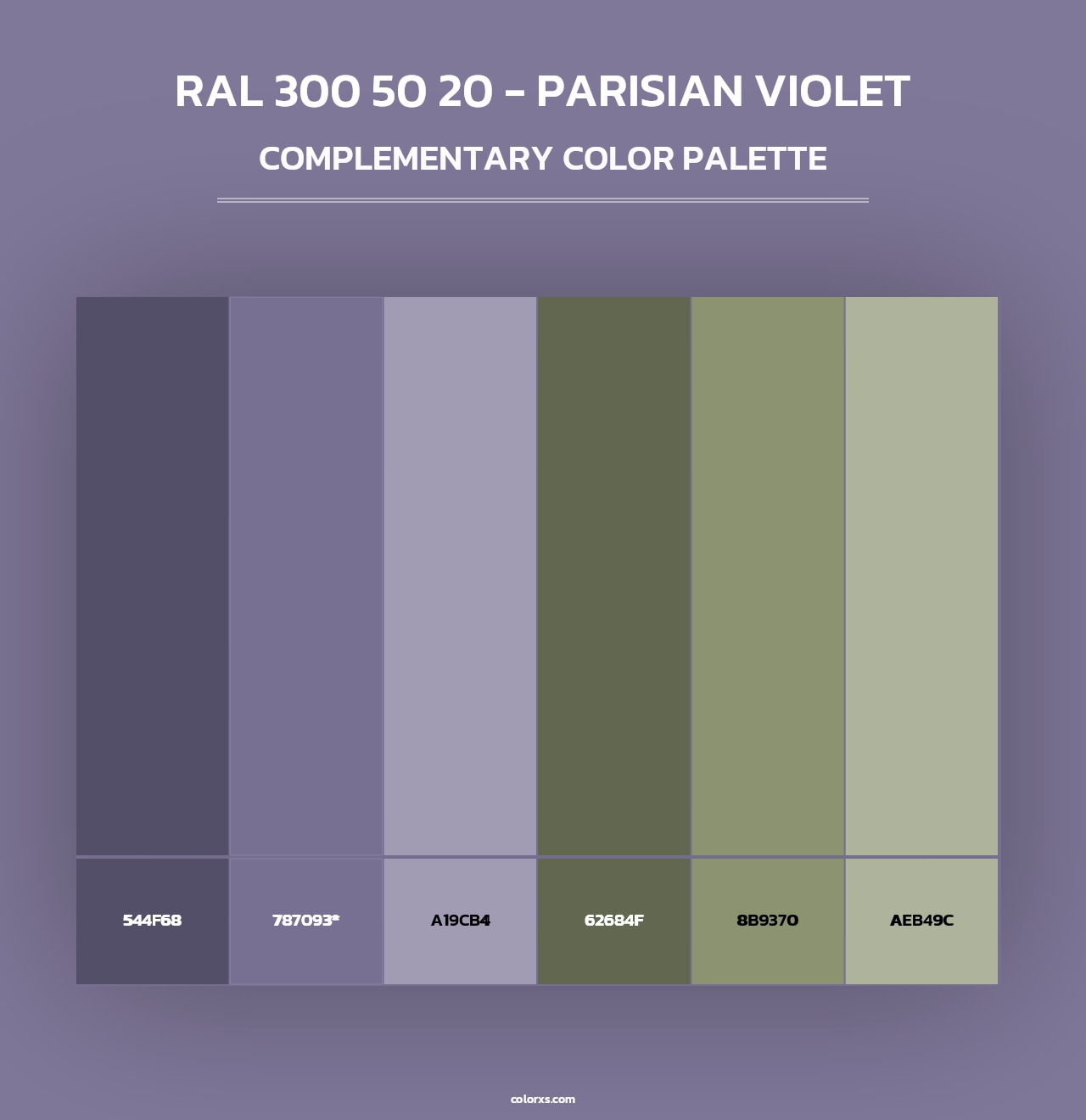 RAL 300 50 20 - Parisian Violet - Complementary Color Palette