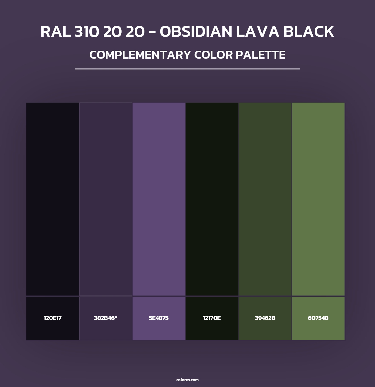 RAL 310 20 20 - Obsidian Lava Black - Complementary Color Palette