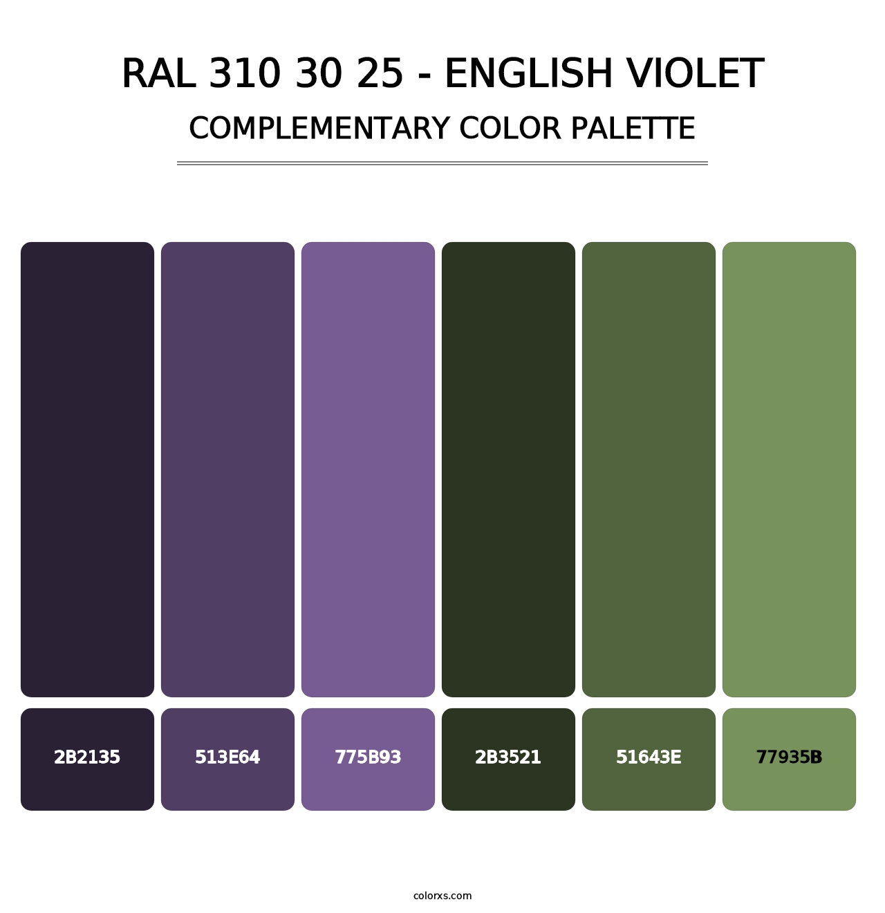 RAL 310 30 25 - English Violet - Complementary Color Palette