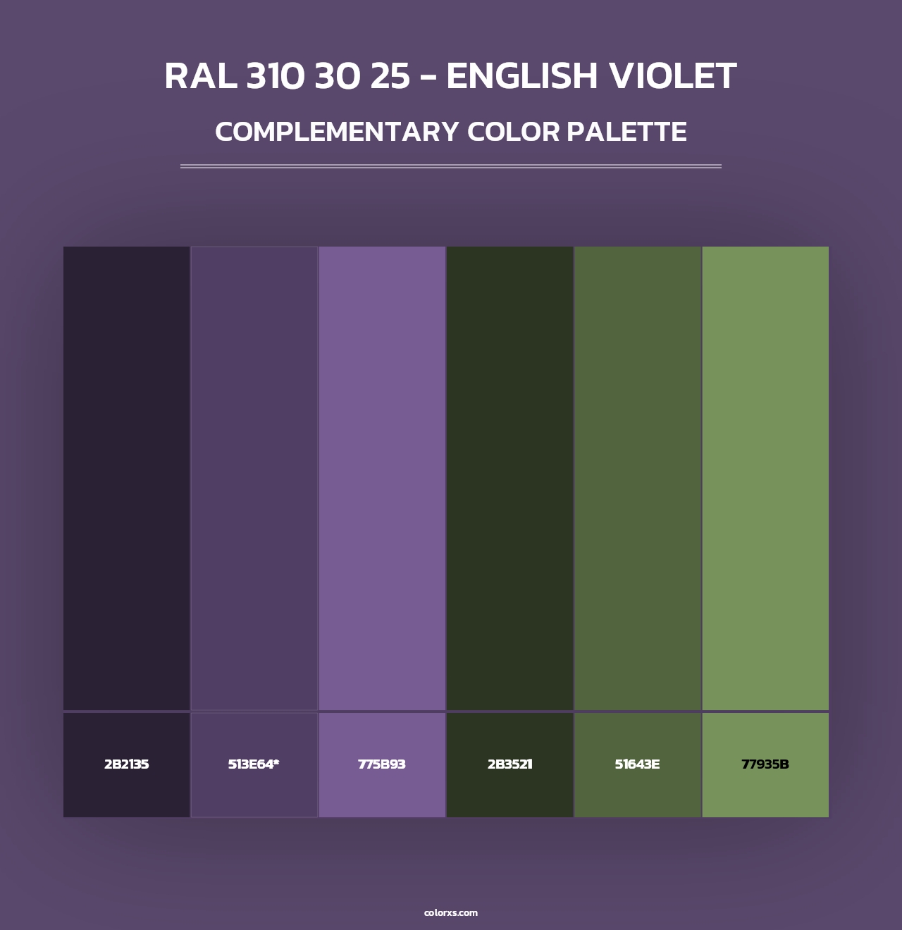 RAL 310 30 25 - English Violet - Complementary Color Palette