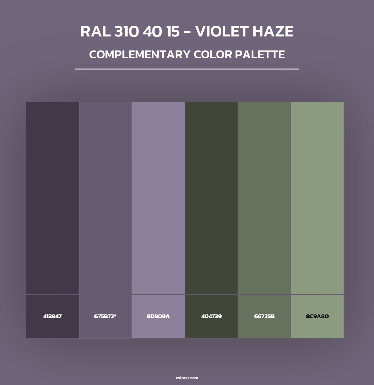 RAL 310 40 15 - Violet Haze - Complementary Color Palette