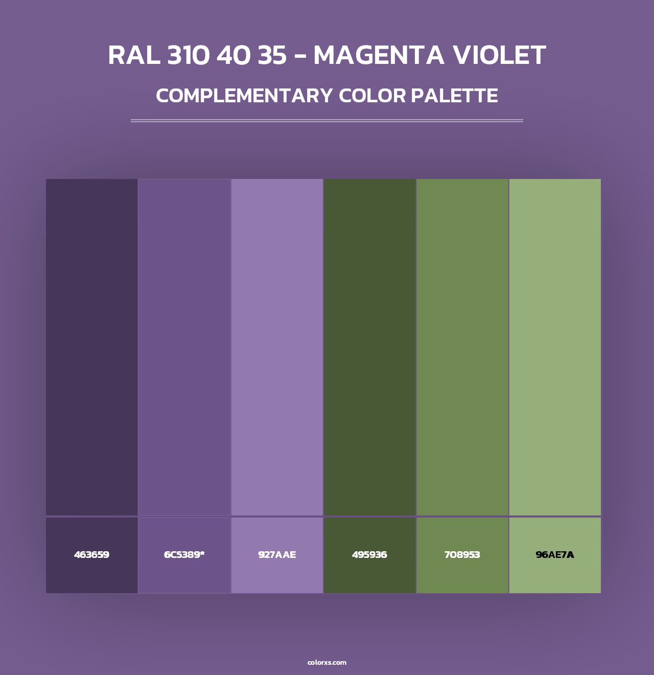 RAL 310 40 35 - Magenta Violet - Complementary Color Palette