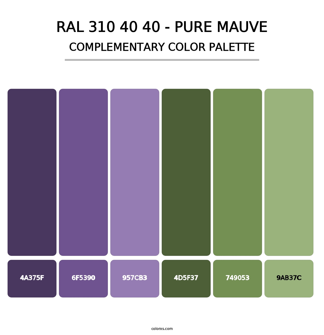 RAL 310 40 40 - Pure Mauve - Complementary Color Palette
