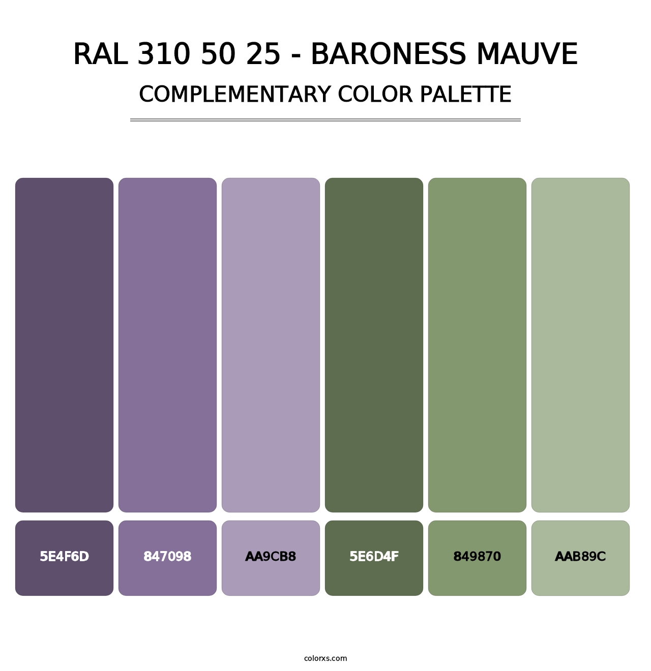 RAL 310 50 25 - Baroness Mauve - Complementary Color Palette