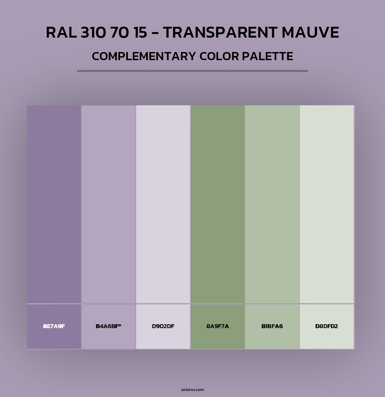 RAL 310 70 15 - Transparent Mauve - Complementary Color Palette
