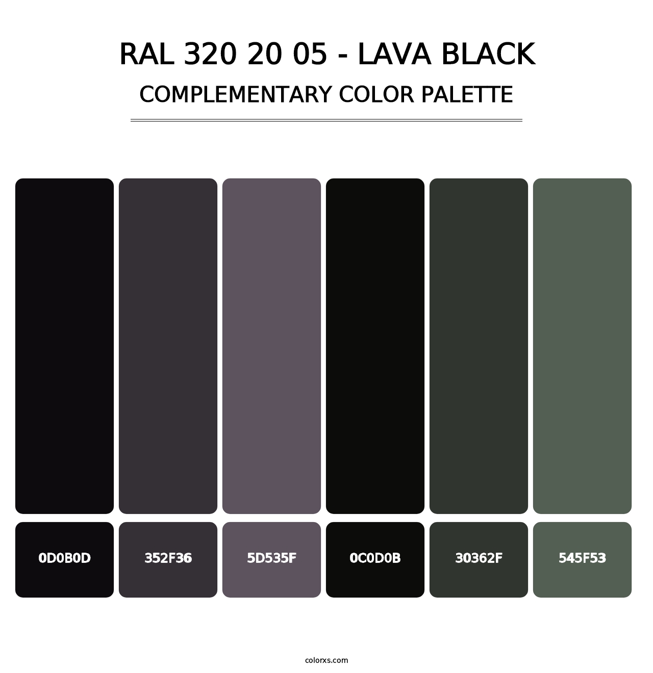 RAL 320 20 05 - Lava Black - Complementary Color Palette