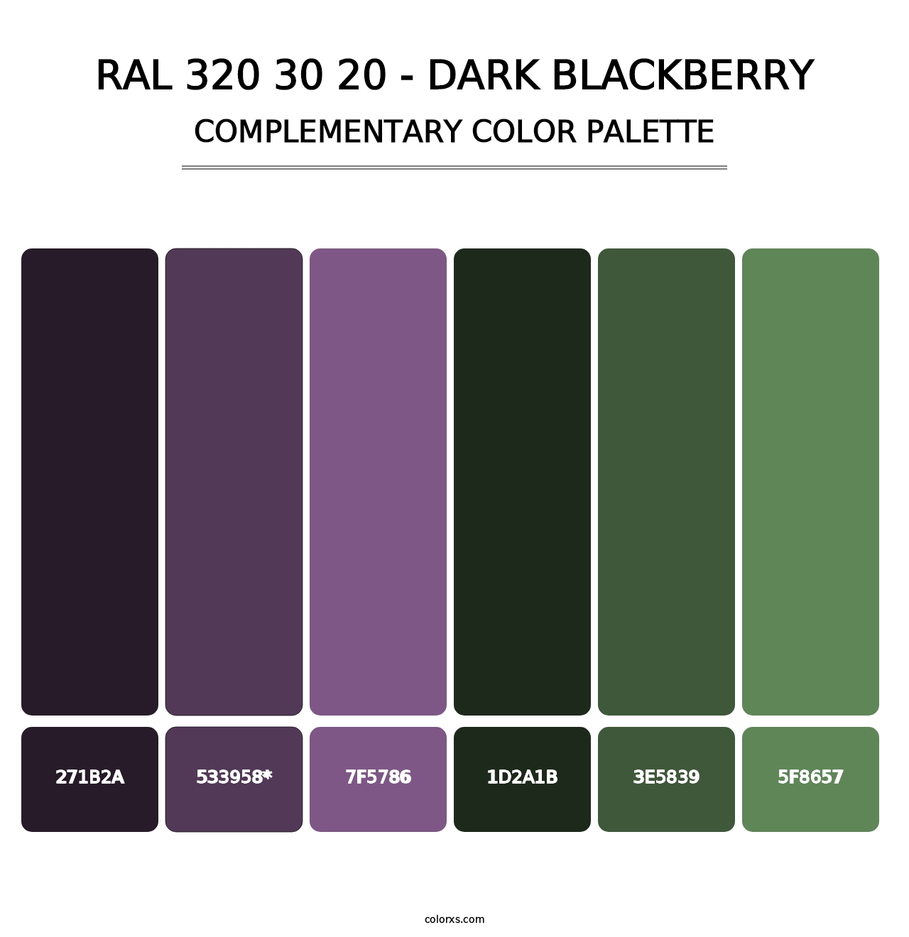 RAL 320 30 20 - Dark Blackberry - Complementary Color Palette
