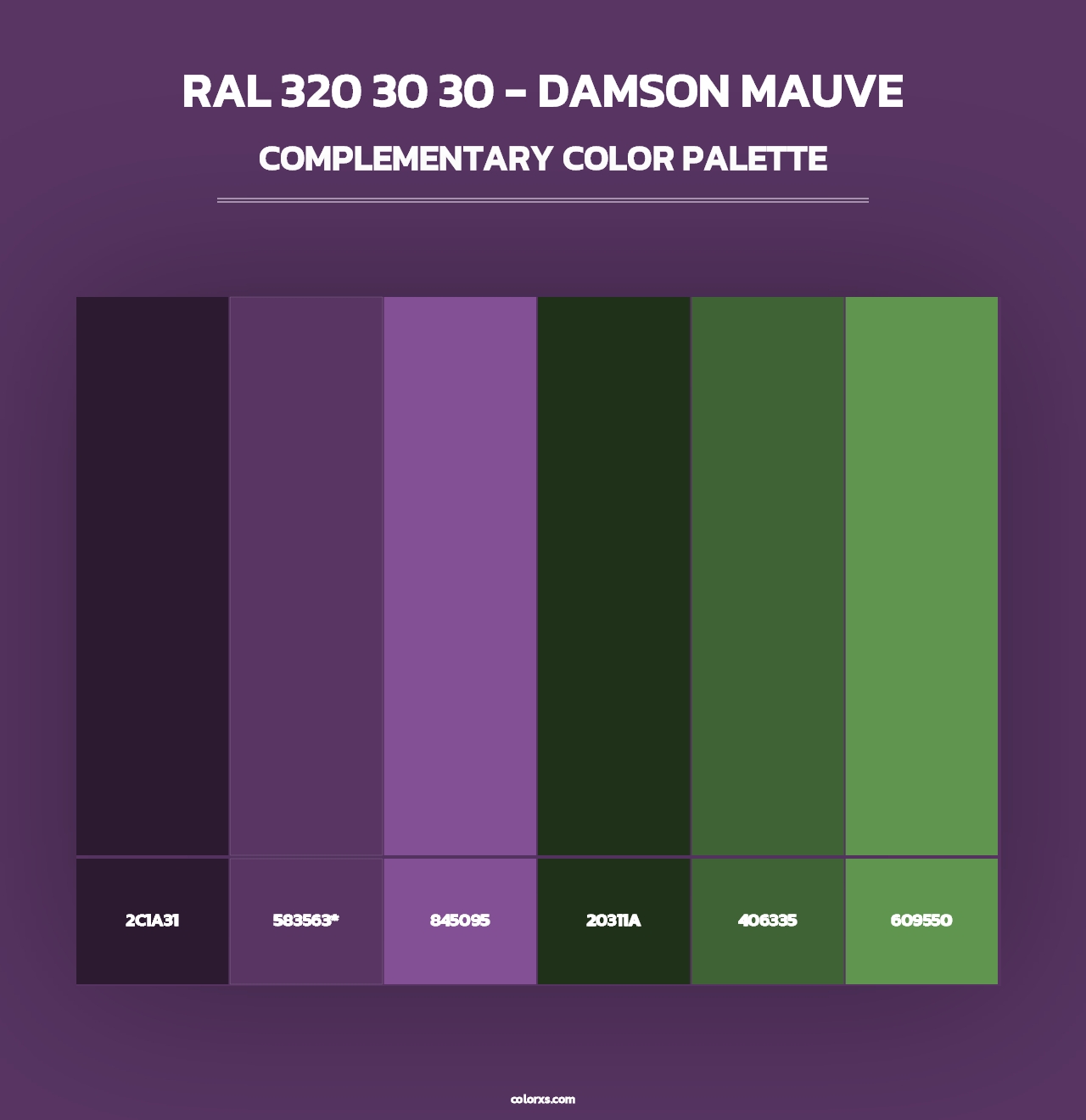 RAL 320 30 30 - Damson Mauve - Complementary Color Palette