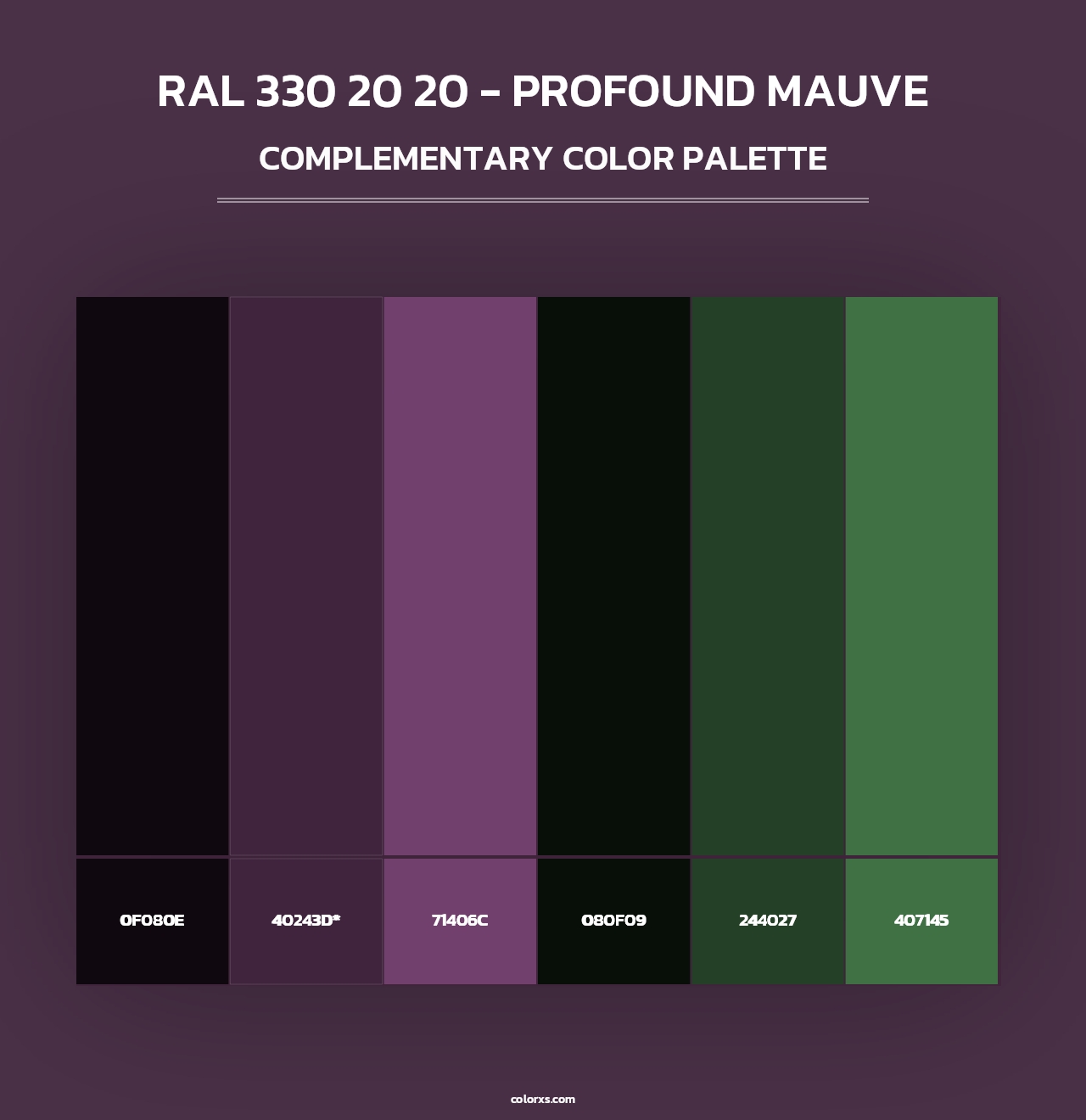 RAL 330 20 20 - Profound Mauve - Complementary Color Palette