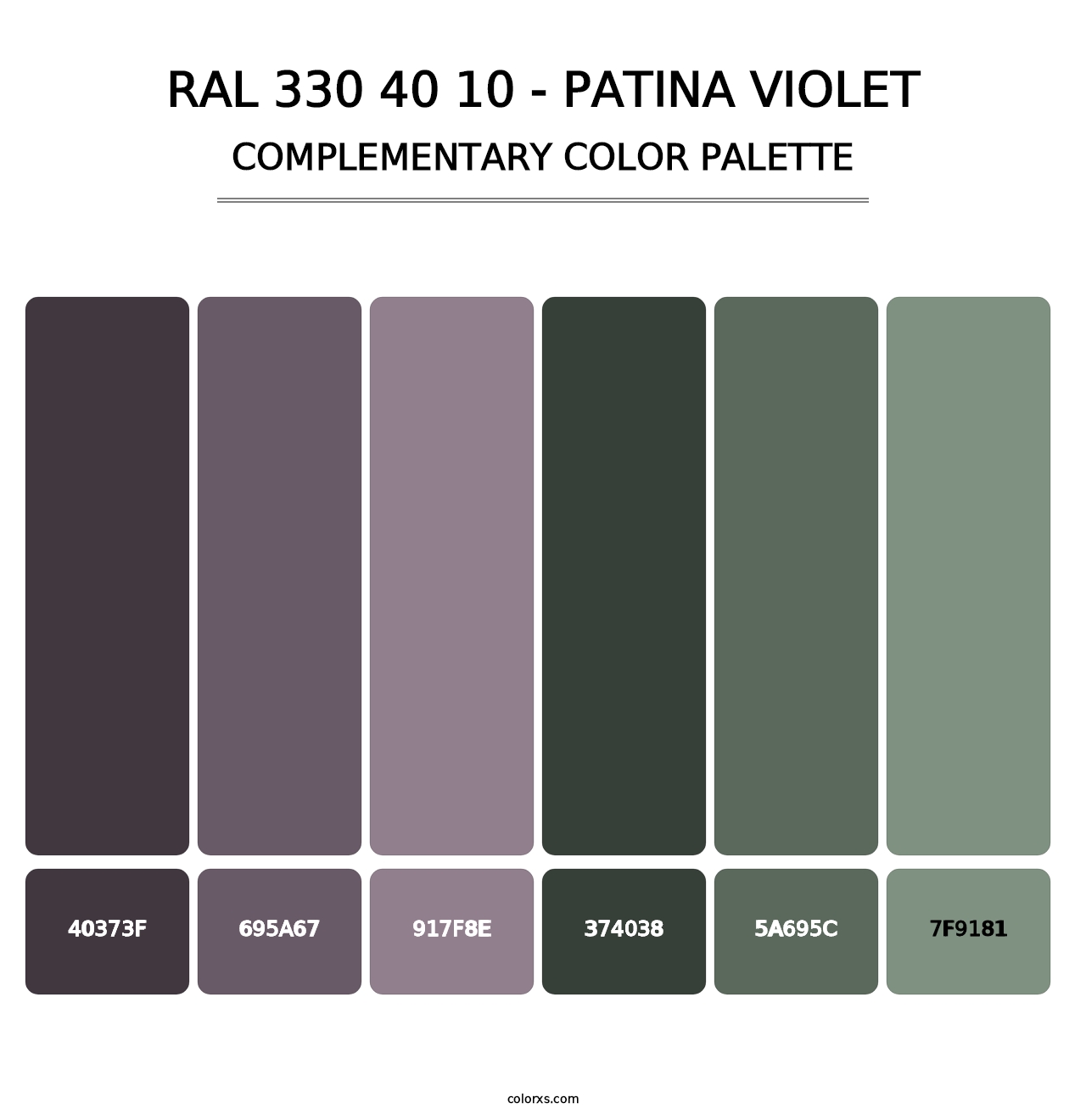 RAL 330 40 10 - Patina Violet - Complementary Color Palette