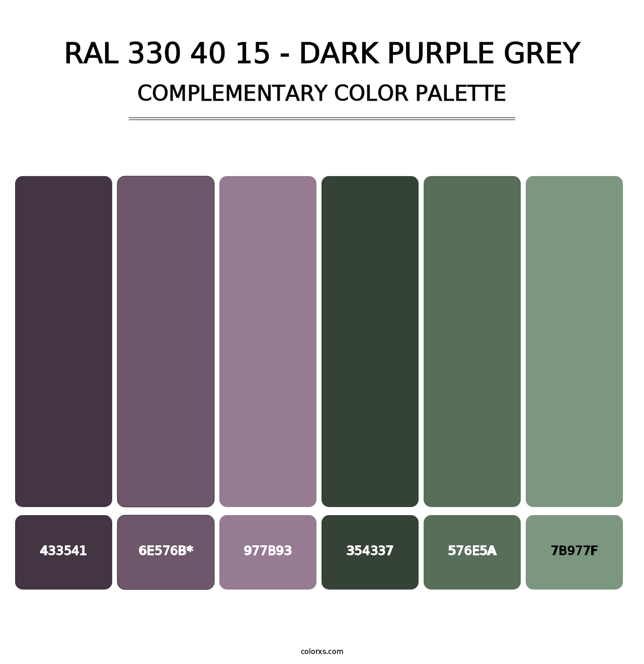 RAL 330 40 15 - Dark Purple Grey - Complementary Color Palette