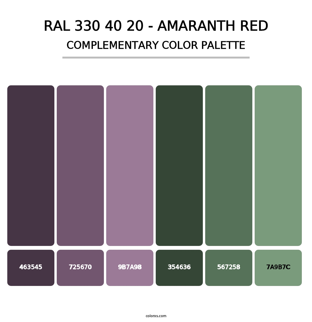 RAL 330 40 20 - Amaranth Red - Complementary Color Palette