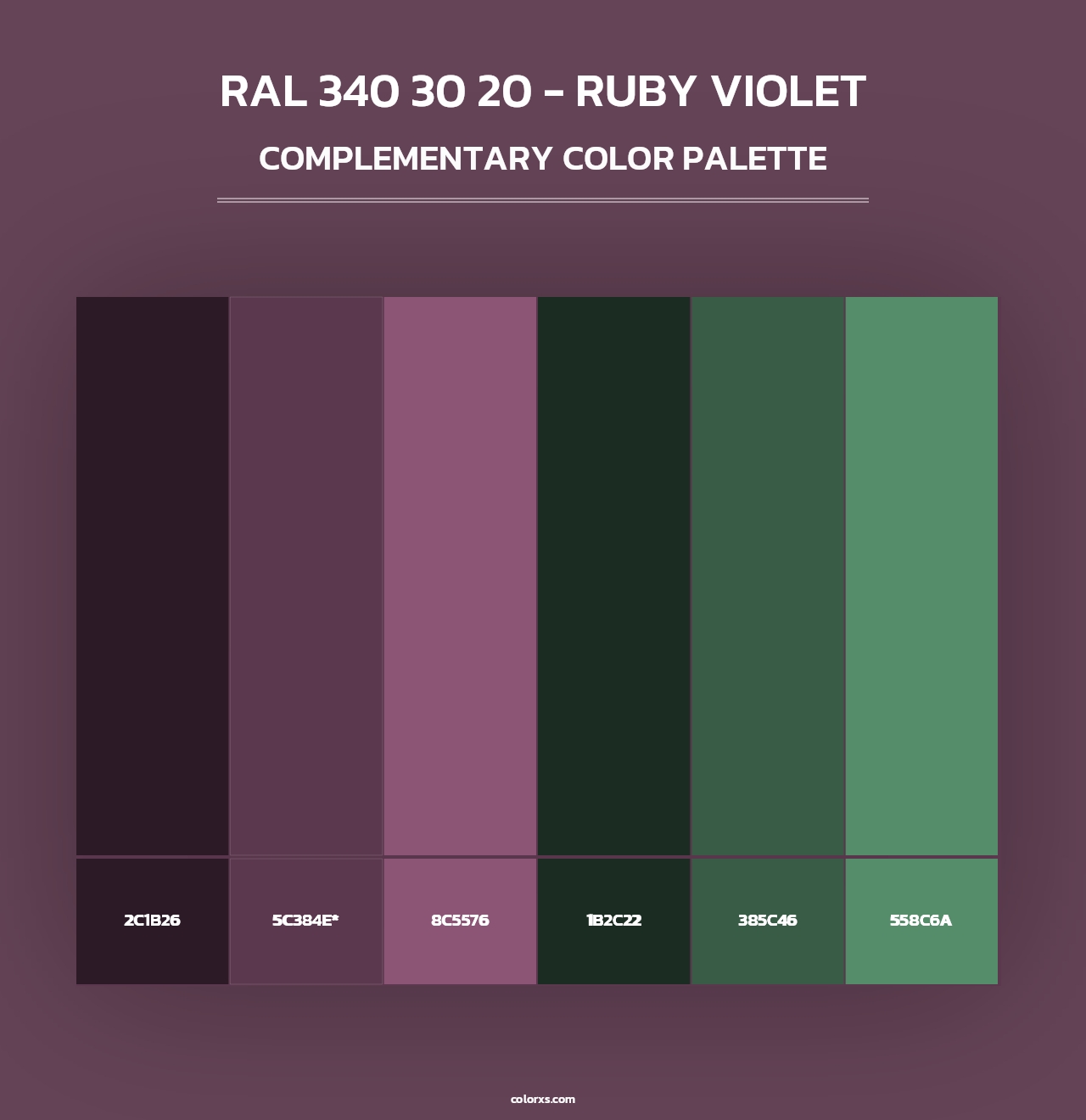 RAL 340 30 20 - Ruby Violet - Complementary Color Palette