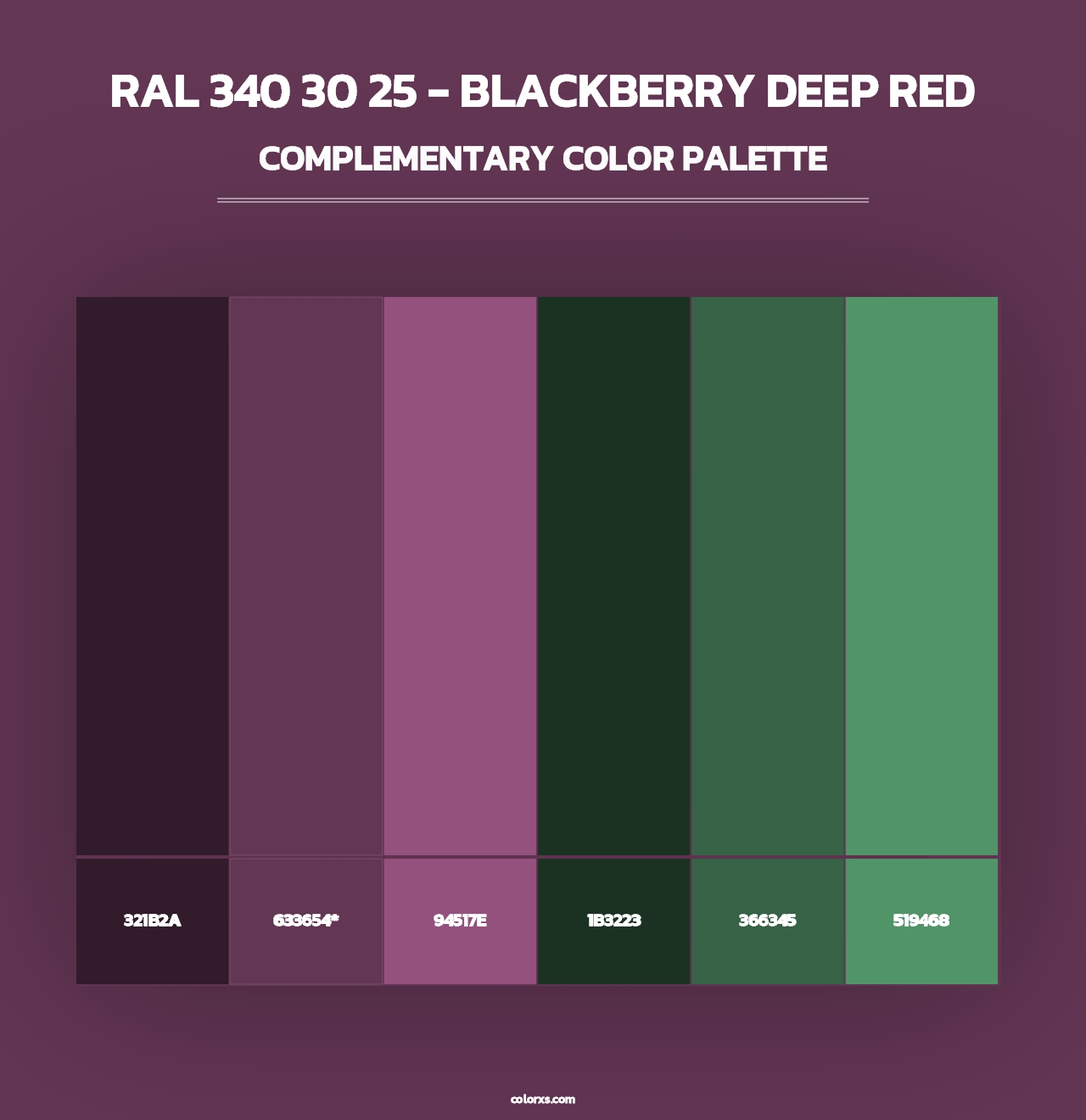 RAL 340 30 25 - Blackberry Deep Red - Complementary Color Palette