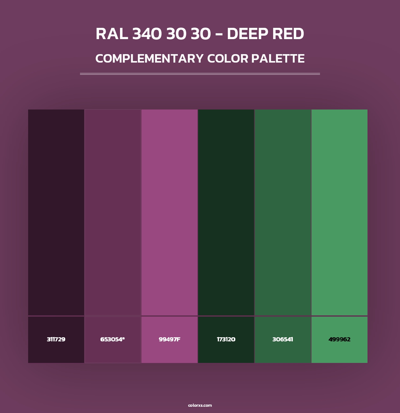 RAL 340 30 30 - Deep Red - Complementary Color Palette