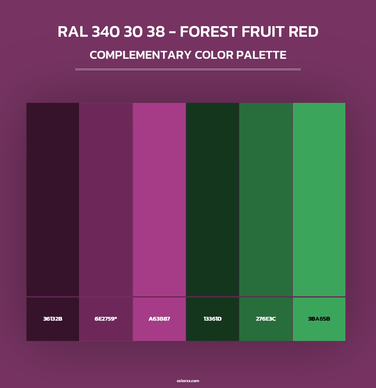 RAL 340 30 38 - Forest Fruit Red - Complementary Color Palette