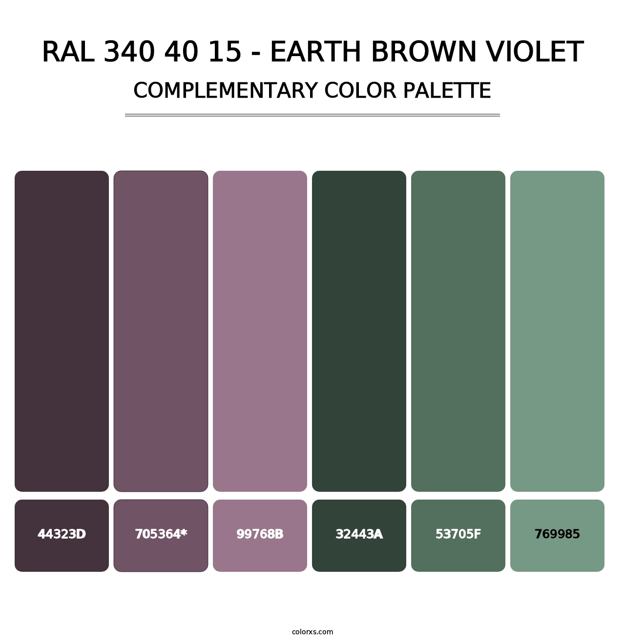 RAL 340 40 15 - Earth Brown Violet - Complementary Color Palette