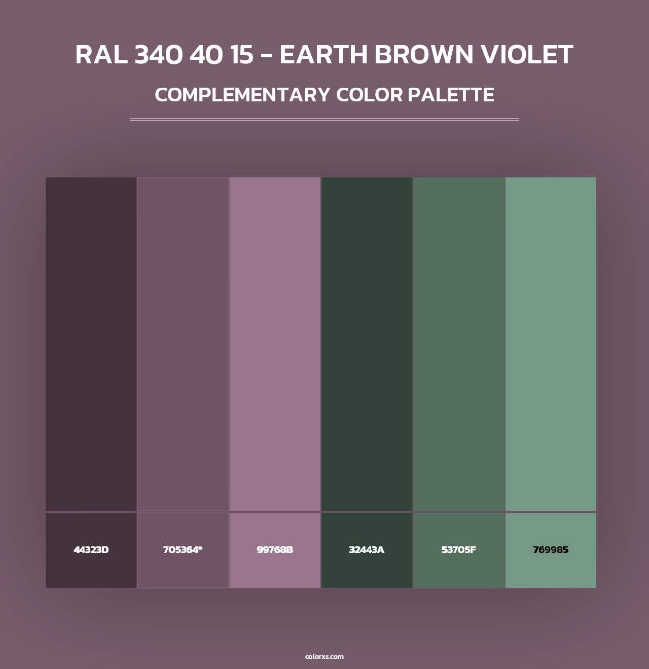 RAL 340 40 15 - Earth Brown Violet - Complementary Color Palette