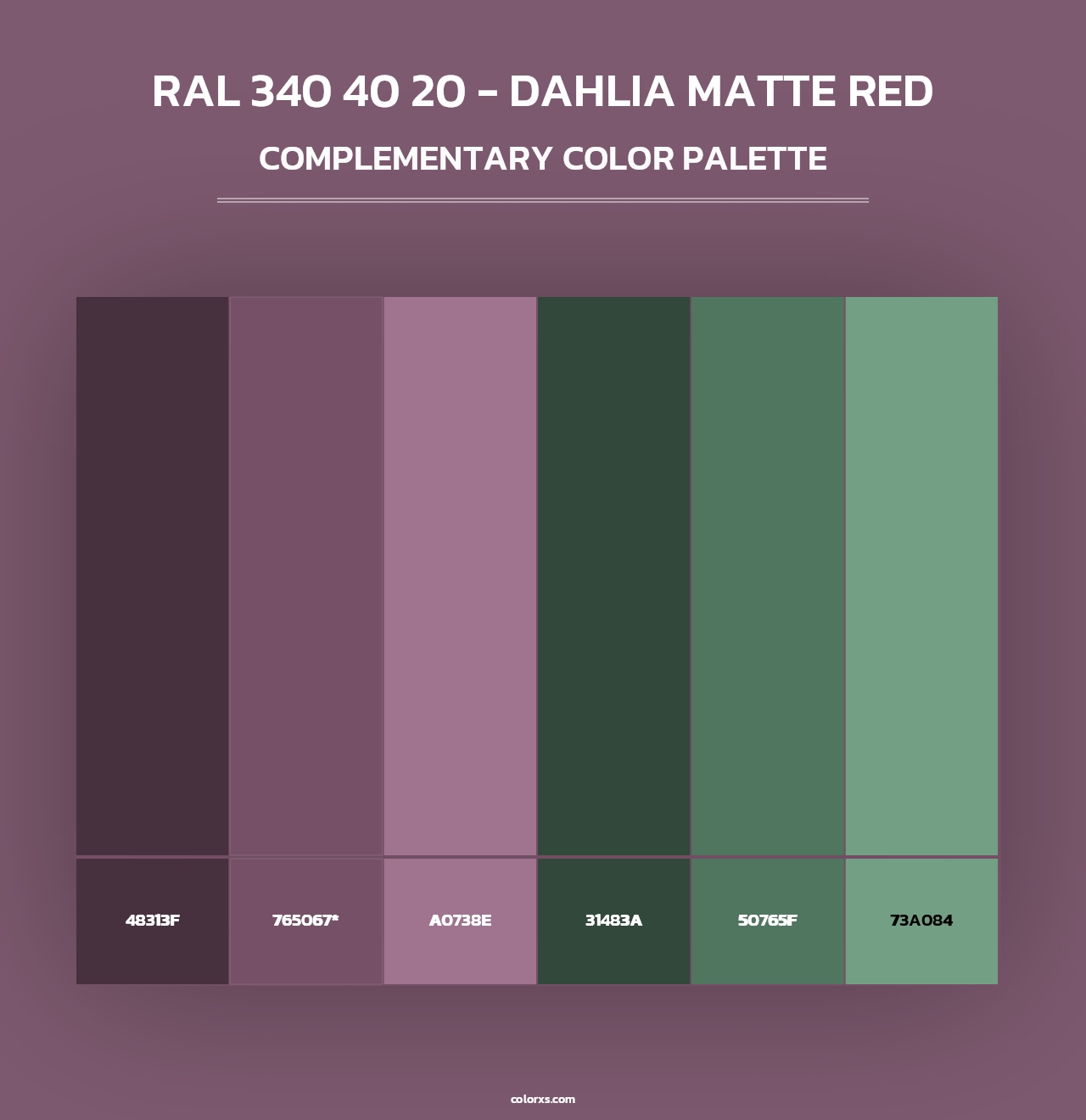 RAL 340 40 20 - Dahlia Matte Red - Complementary Color Palette