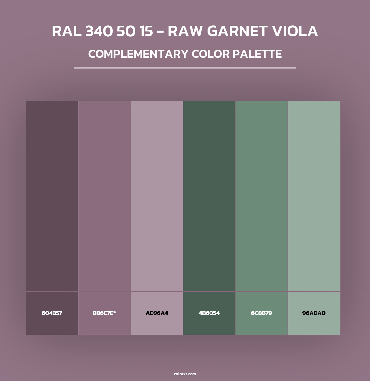 RAL 340 50 15 - Raw Garnet Viola - Complementary Color Palette