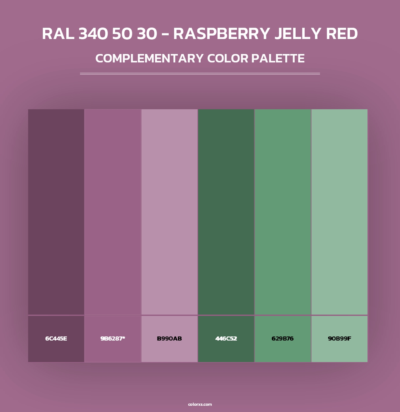 RAL 340 50 30 - Raspberry Jelly Red - Complementary Color Palette