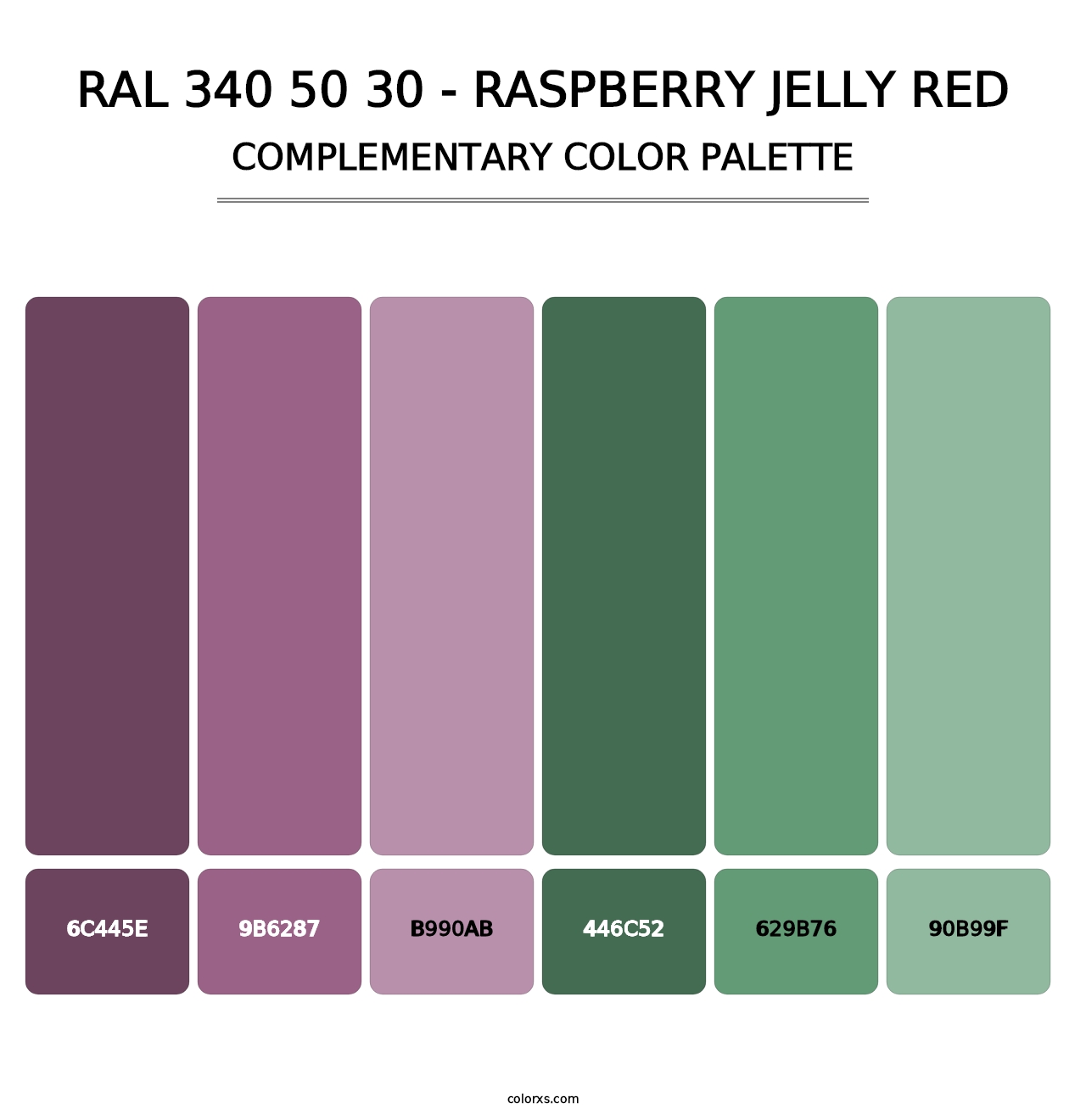 RAL 340 50 30 - Raspberry Jelly Red - Complementary Color Palette