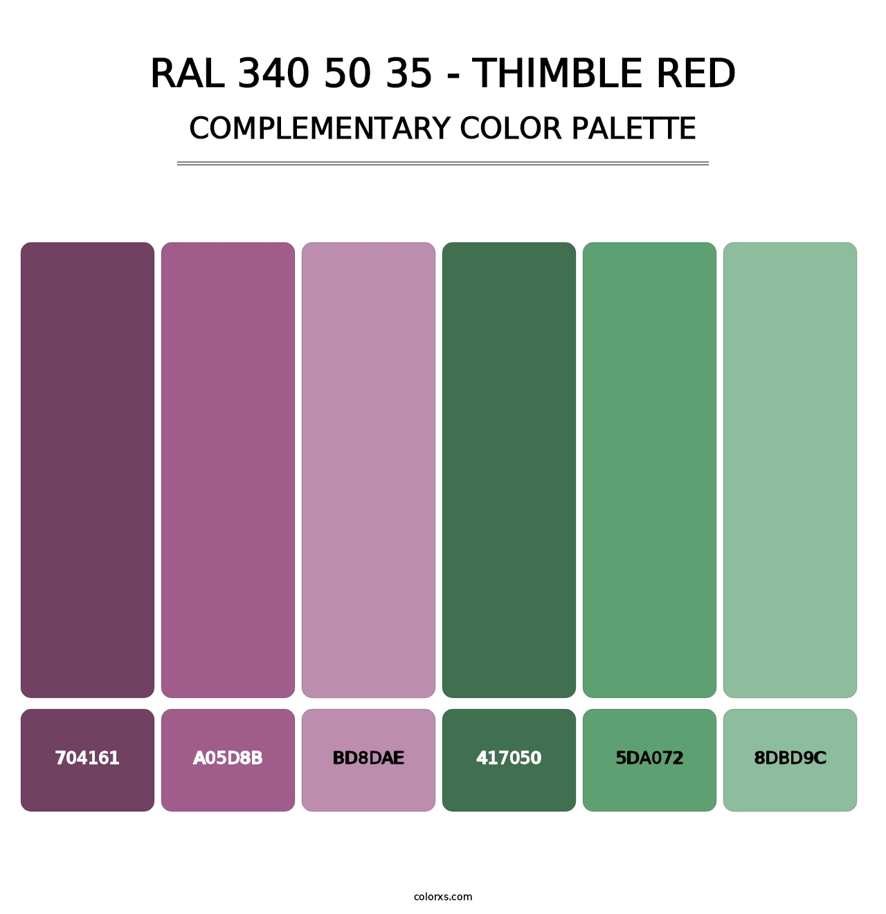 RAL 340 50 35 - Thimble Red - Complementary Color Palette