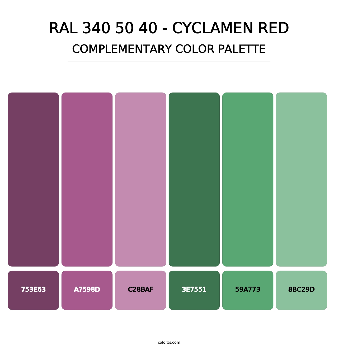 RAL 340 50 40 - Cyclamen Red - Complementary Color Palette
