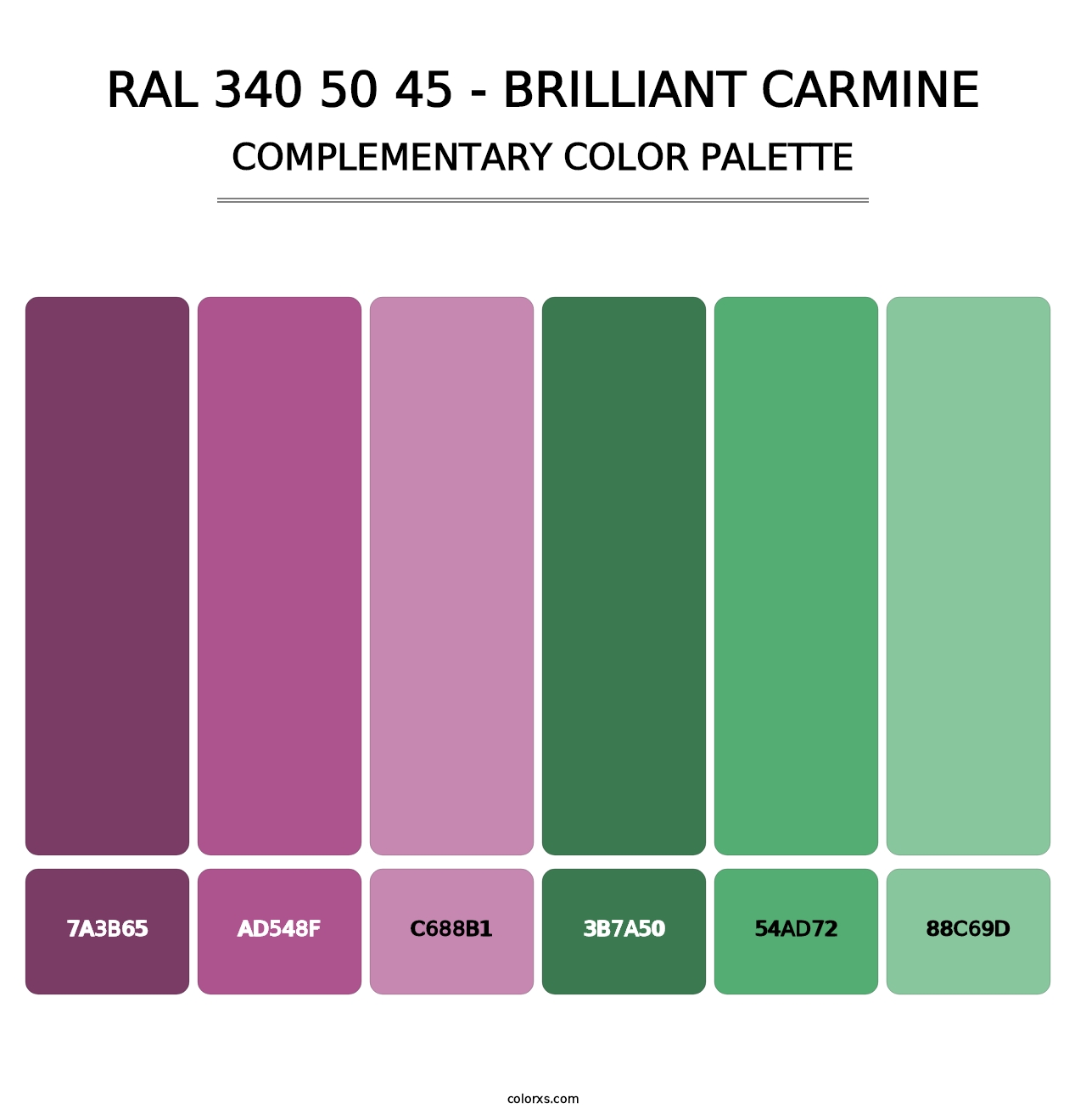 RAL 340 50 45 - Brilliant Carmine - Complementary Color Palette