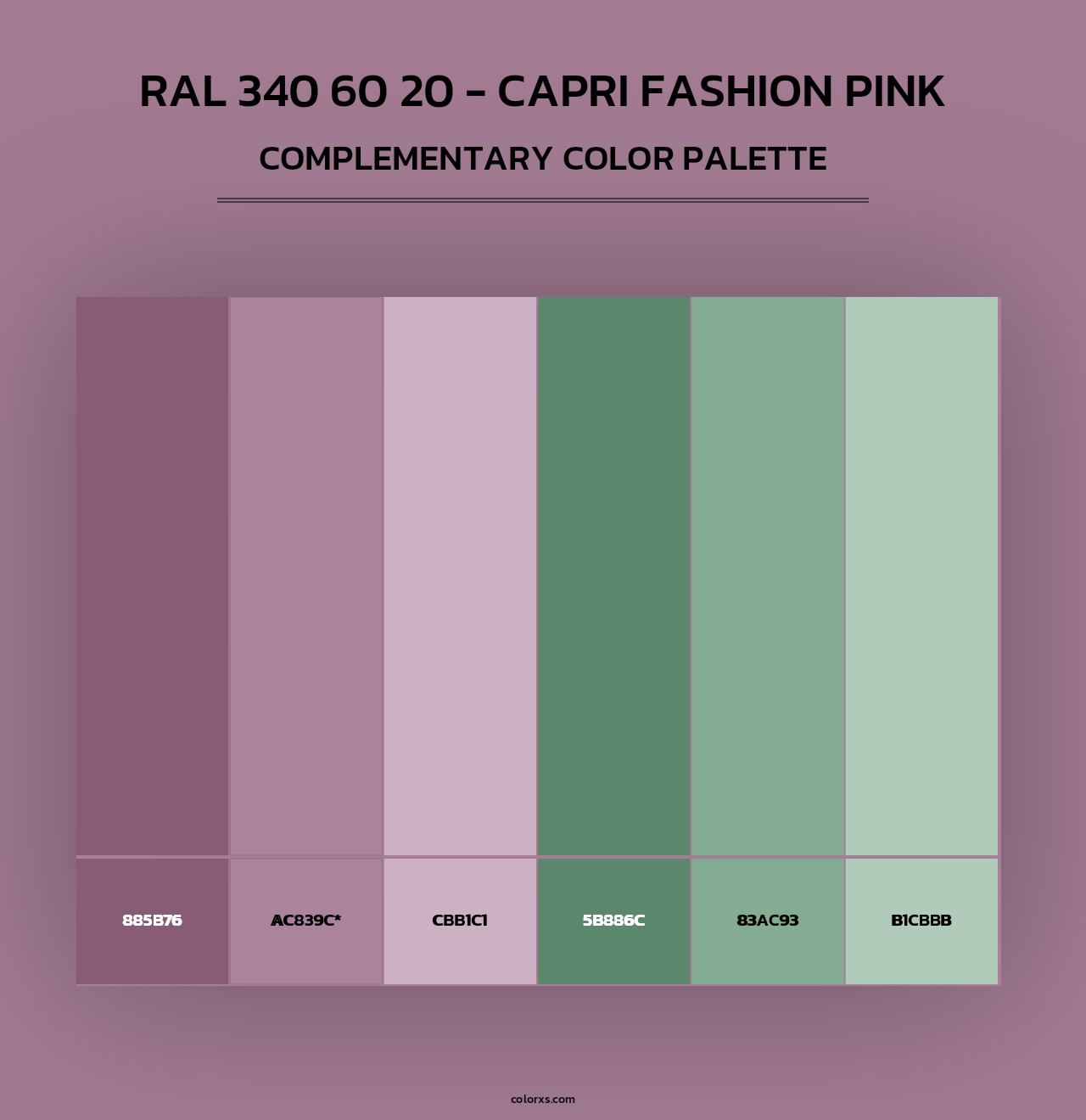 RAL 340 60 20 - Capri Fashion Pink - Complementary Color Palette