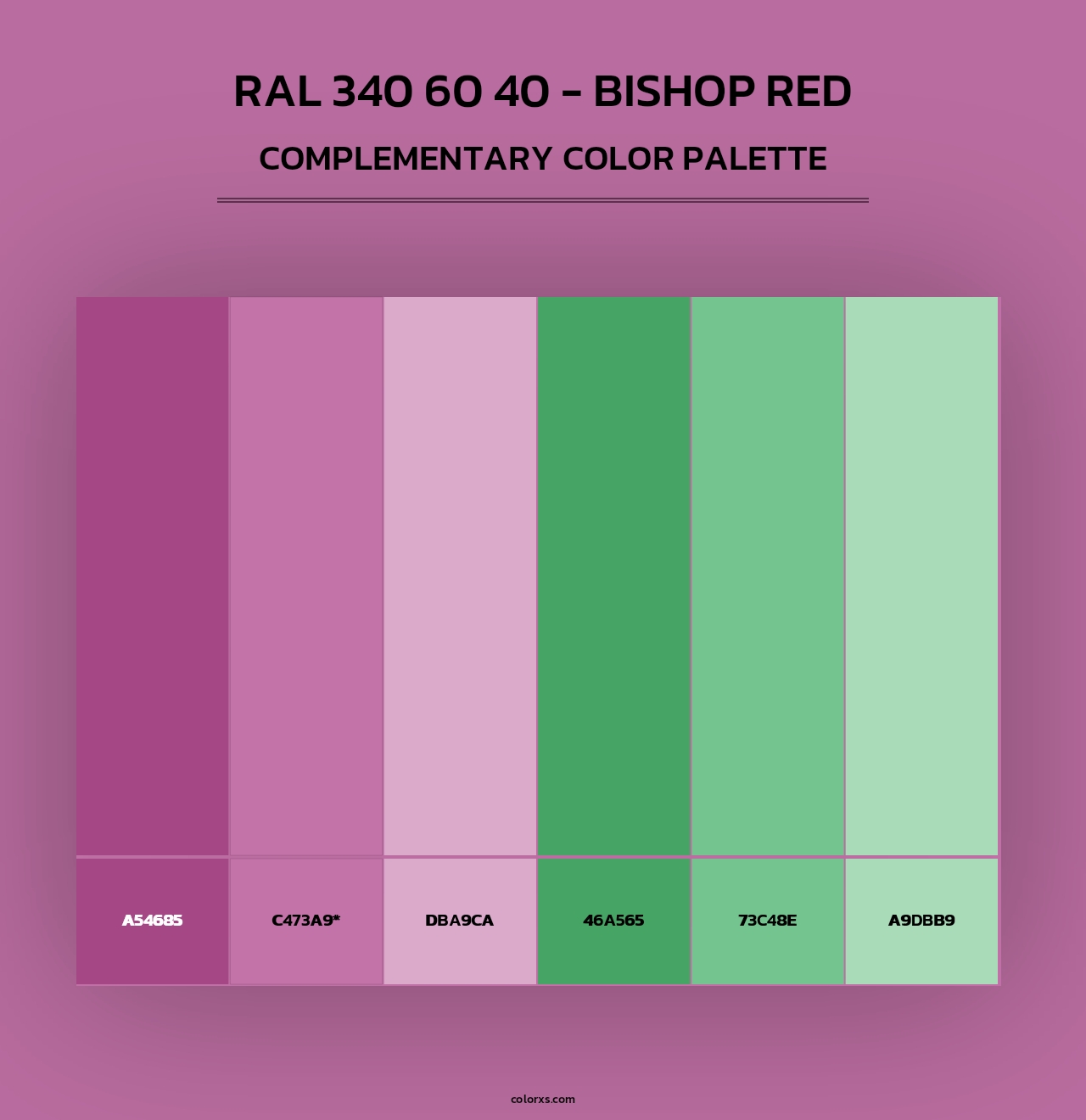 RAL 340 60 40 - Bishop Red - Complementary Color Palette