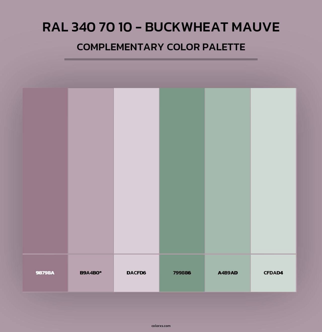 RAL 340 70 10 - Buckwheat Mauve - Complementary Color Palette