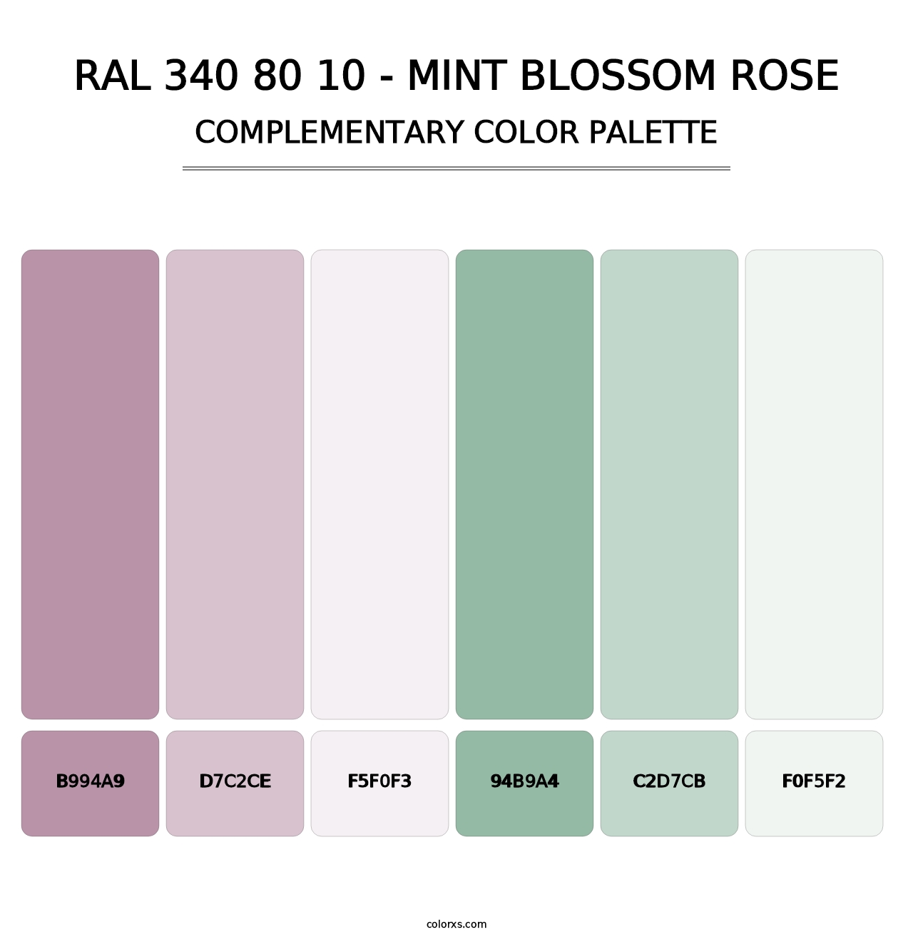 RAL 340 80 10 - Mint Blossom Rose - Complementary Color Palette