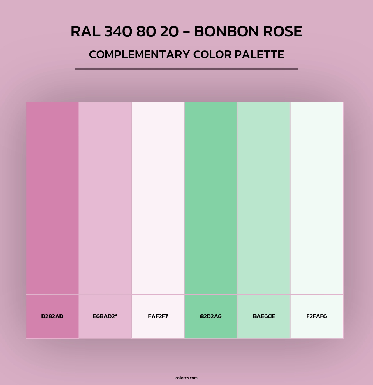 RAL 340 80 20 - Bonbon Rose - Complementary Color Palette