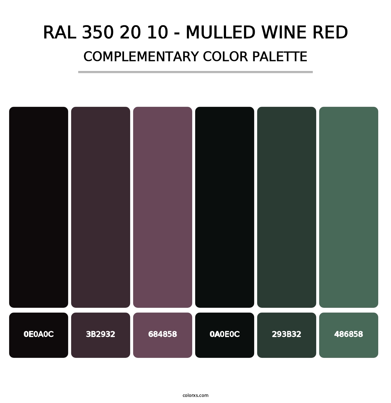 RAL 350 20 10 - Mulled Wine Red - Complementary Color Palette